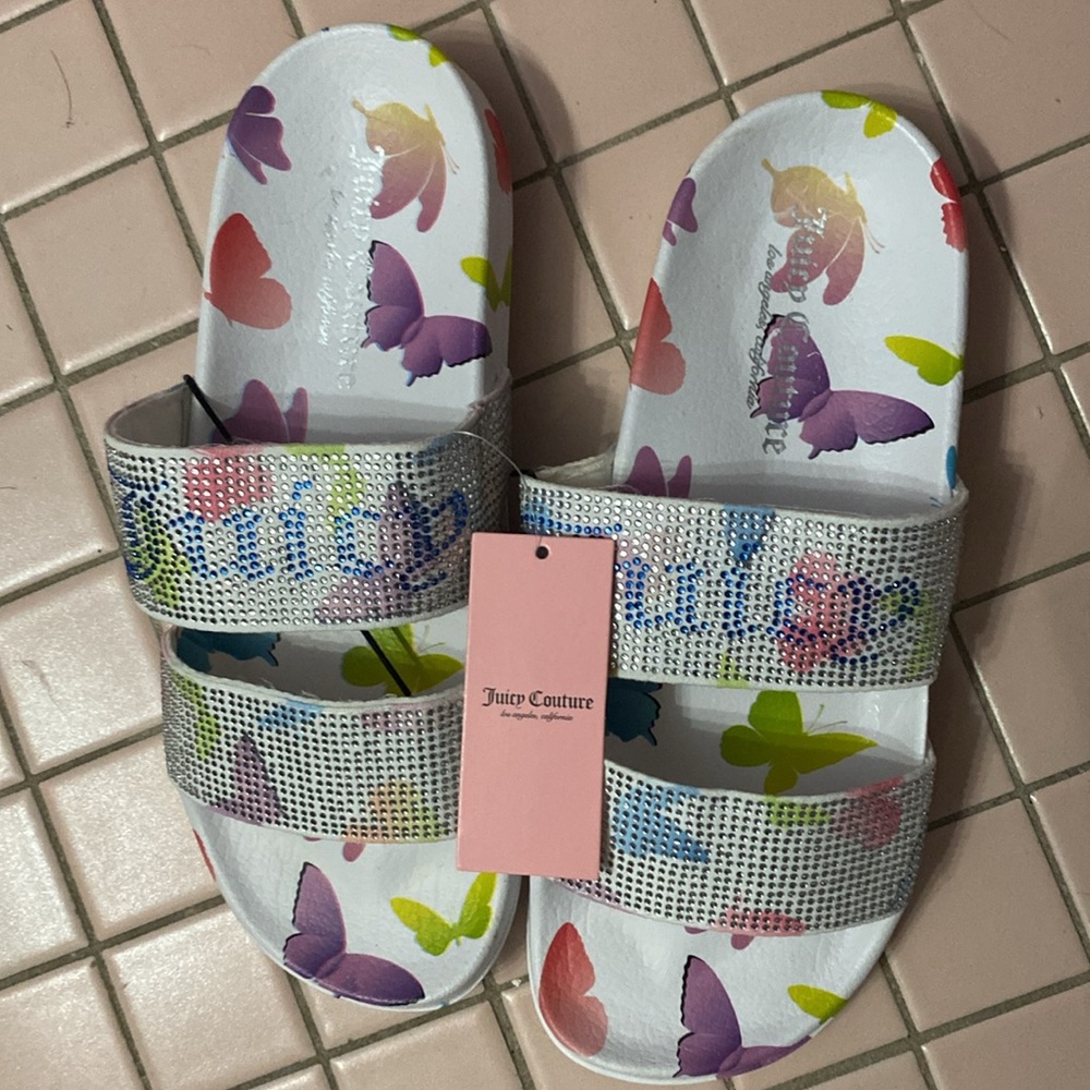 JUICY COUTURE SANDALS NWT JC WINX BUTTERFLY SLIP ON WEDGE SIZE 7 RARE FIND